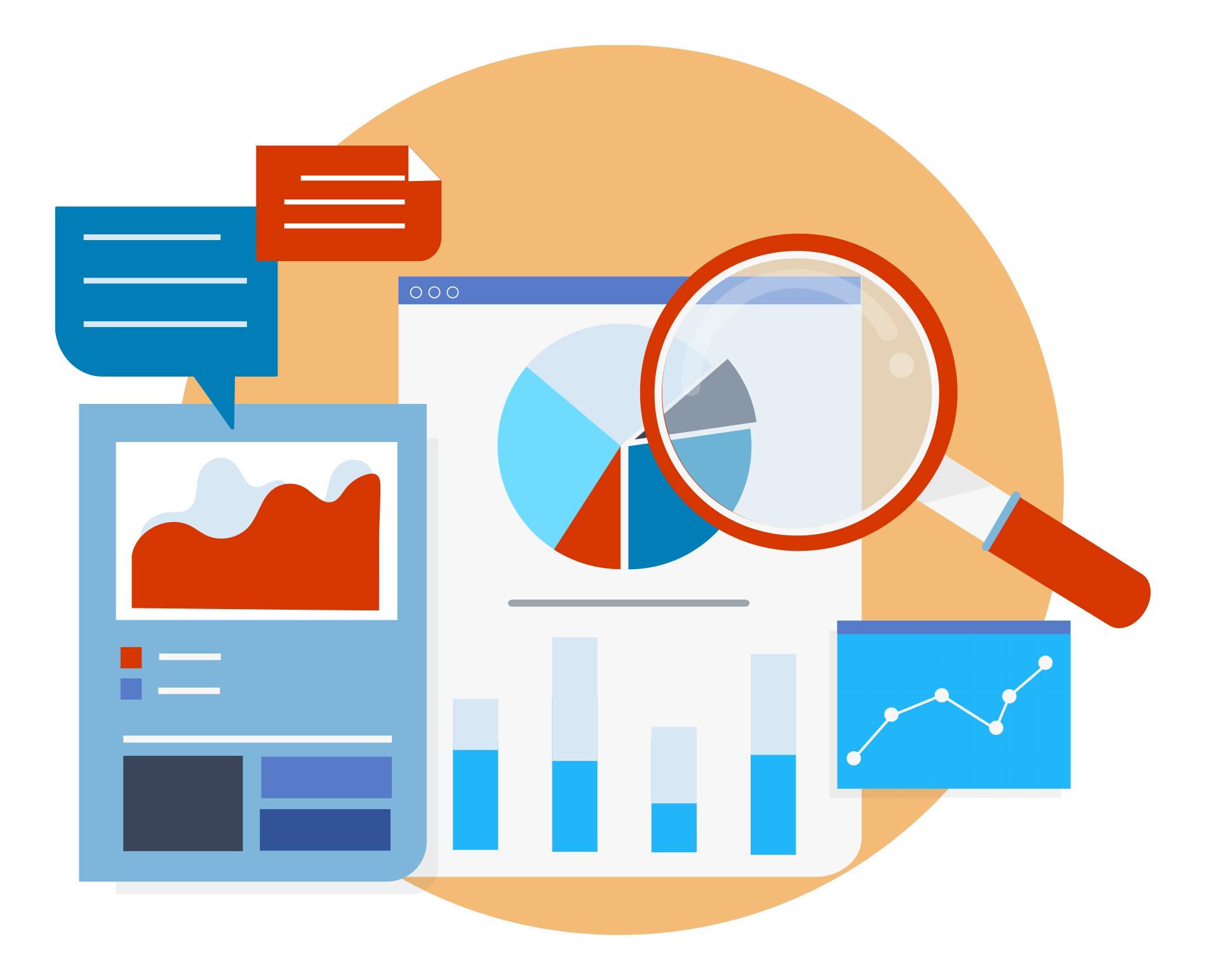 Qualitative and quantitative research illustration